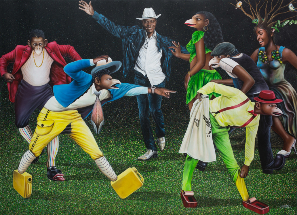 Bodo dans ses oeuvres_2016_Amani Bodo_Galerie Angalia