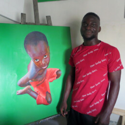 Théo Mwamba à l'atelier, Kinshasa_2019_In situ_Galerie Angalia